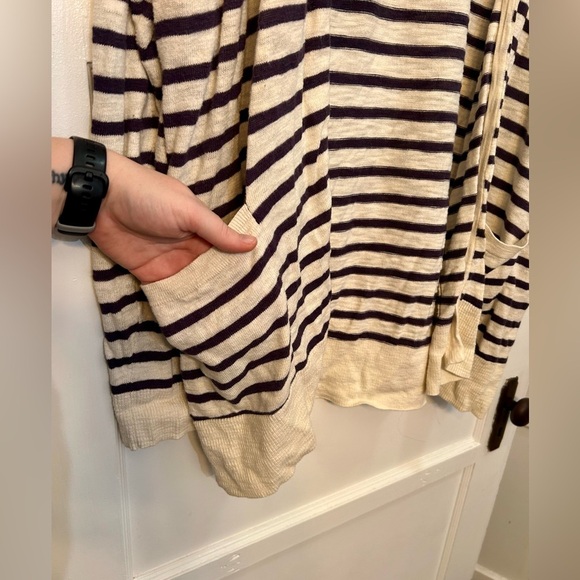 Madewell | Striped Lightweight Cardigan White Navy 2X - Picture 4 of 6